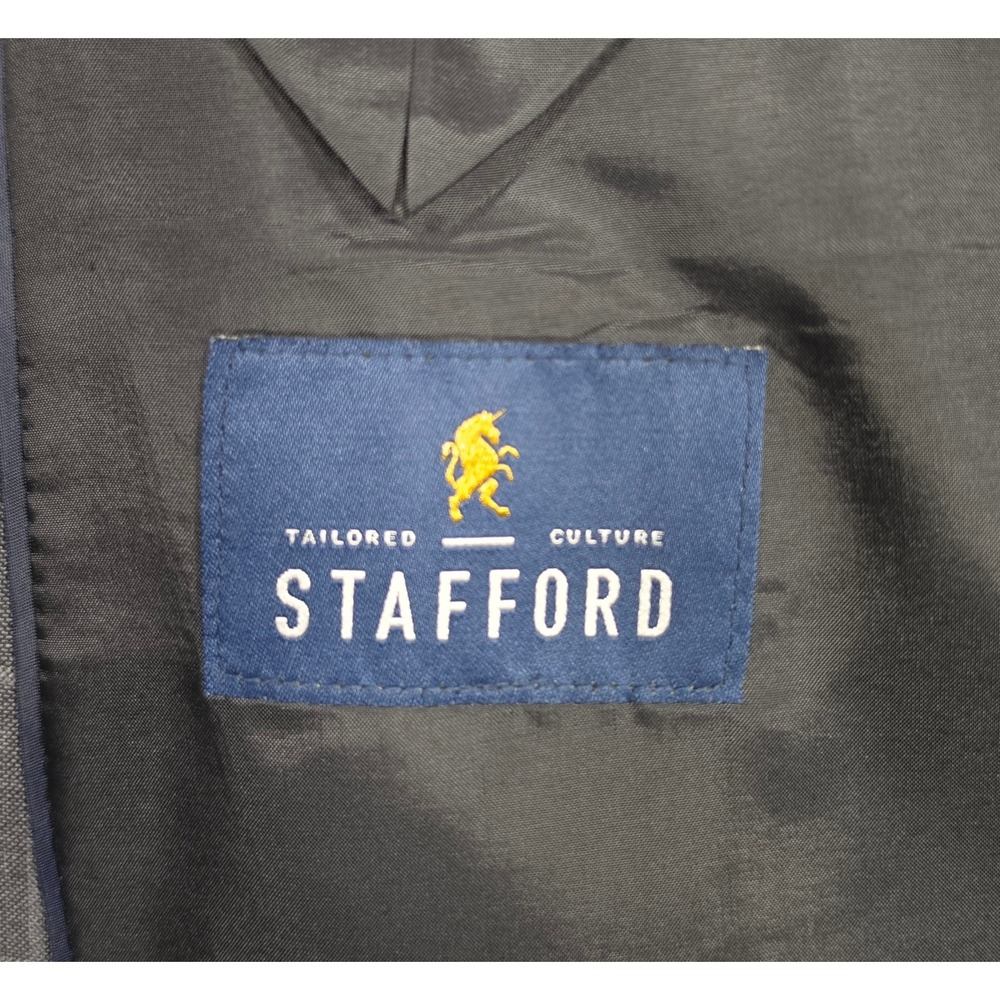Stafford Suit Mens 50R‎ Gray Windowpane Two Piece Preppy Business Formal Classic - Picture 9 of 16